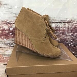 Lucky Brand Yamene Brown Suede Wedge Bootie